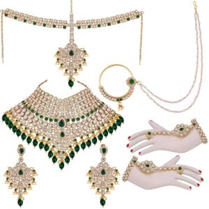 Wedding Designer Gold Plated Dulhan Choker Bridal Set with sheeshpatti for Girls & Women