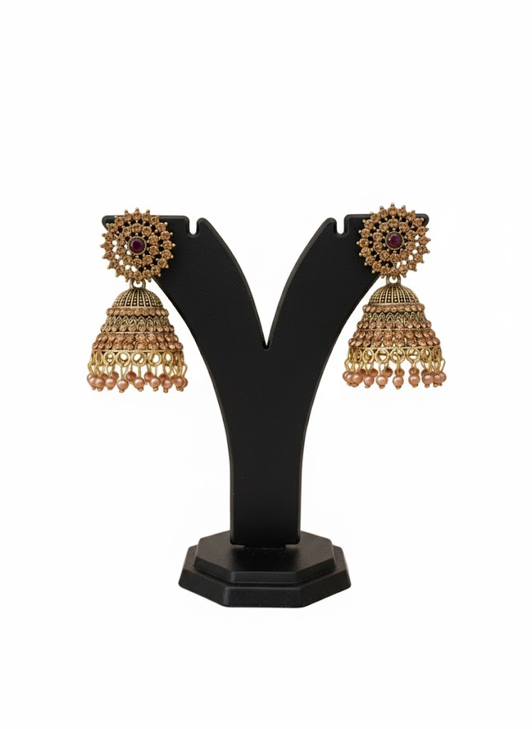 Rose Radiance Traditional Jhumkas