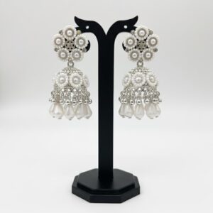 White Pearl Blossom Jhumkas