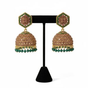 Forest Green Meenakari Jhumkas
